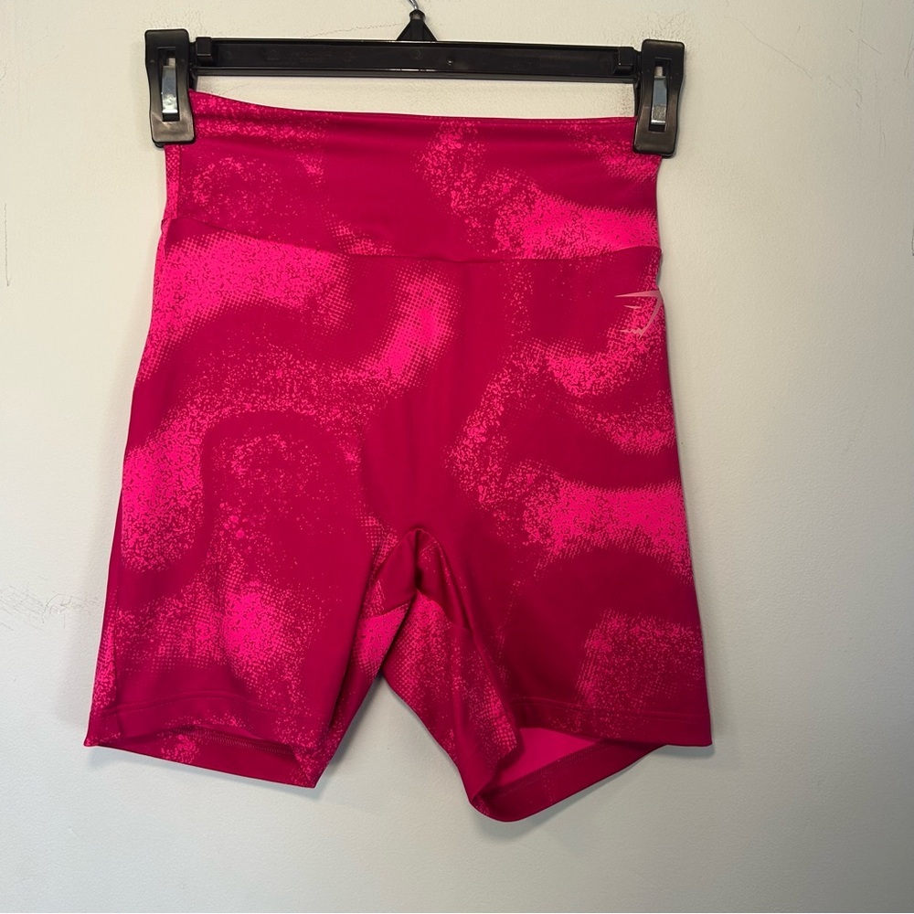 Gymshark Magenta Pink Print Reps Power Tight Bike Shorts Size Small